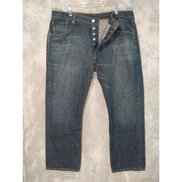Levis 501 XX Jeans Mens 40x30 Blue Denim Button Fly Straight Leg Grunge - Picture 1 of 8